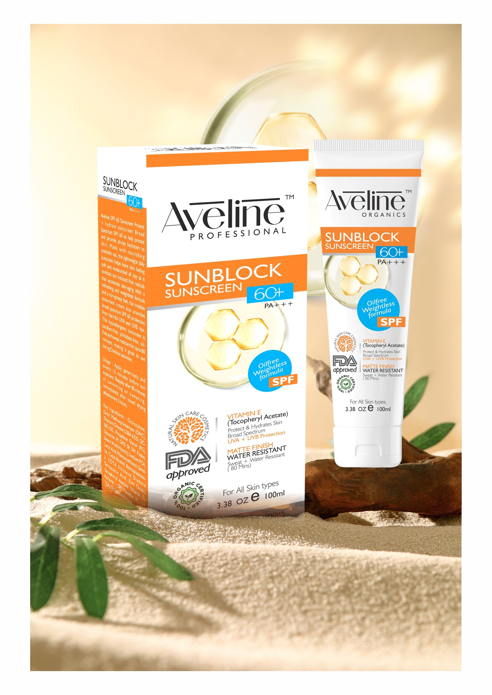 Sunblock sunscreen SPF 60 enriched with nourishing Probiotic Oat and Vitamin E